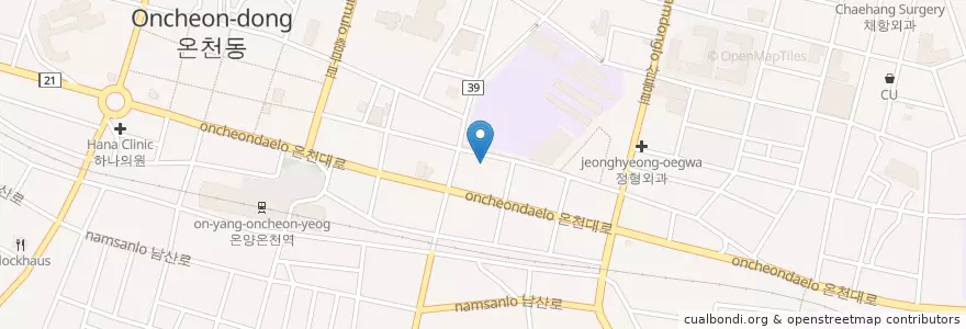 Mapa de ubicacion de 동원참치 en كوريا الجنوبية, 충청남도, 아산시.