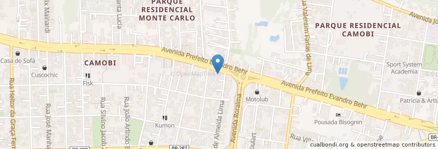 Mapa de ubicacion de Moto Taxi Camobi en البَرَازِيل, المنطقة الجنوبية, ريو غراندي دو سول, Região Geográfica Intermediária De Santa Maria, Região Geográfica Imediata De Santa Maria, Santa Maria.