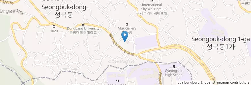 Mapa de ubicacion de 간송미술관 en 대한민국, 서울, 성북구.