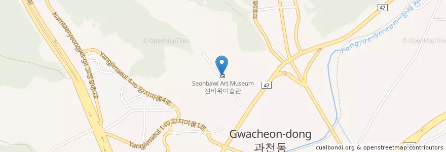 Mapa de ubicacion de 선바위미술관 en Республика Корея, Кёнгидо, 과천시.