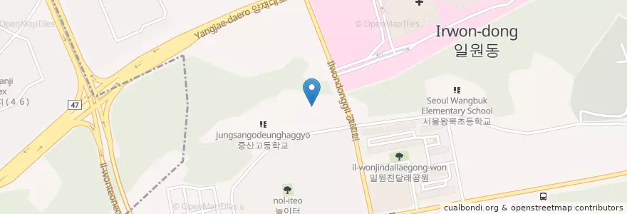 Mapa de ubicacion de 밀알학교 en Corea Del Sur, Seúl, 강남구.