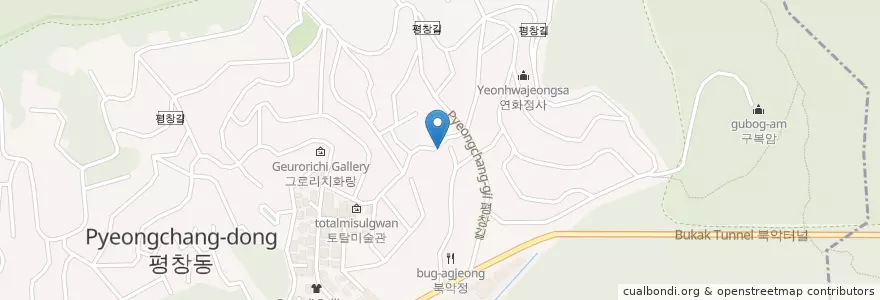 Mapa de ubicacion de Gimjongyeong Art Museum en South Korea, Seoul, Jongno-Gu, Pyeongchang-Dong.