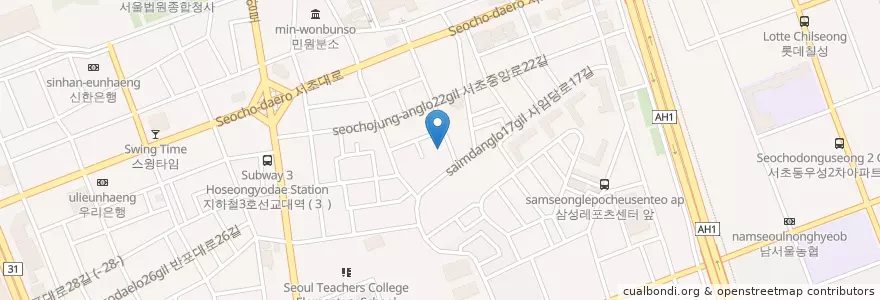 Mapa de ubicacion de 세오갤러리 en Corea Del Sur, Seúl, 서초구, 서초1동, 서초동.