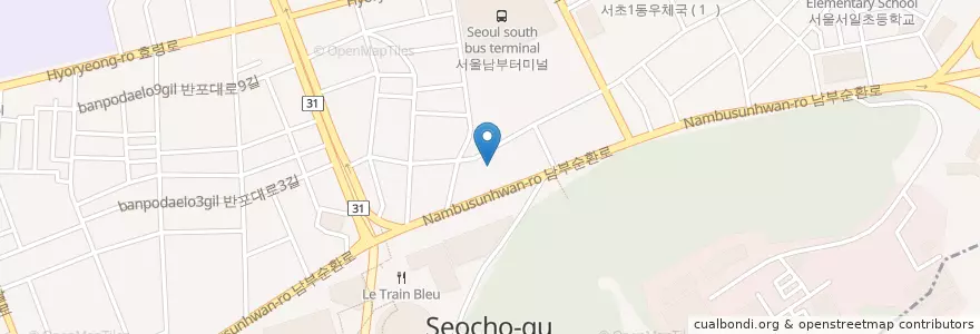Mapa de ubicacion de 한원미술관 en Coreia Do Sul, Seul, 서초구, 서초3동, 서초동.