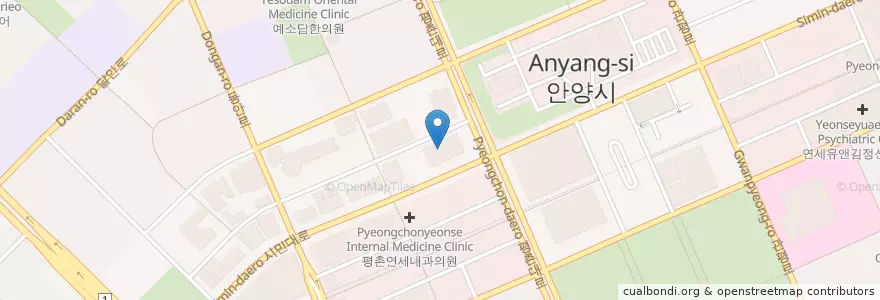 Mapa de ubicacion de 불교미술갤러리 en 大韓民国, 京畿道, 安養市, 東安区.