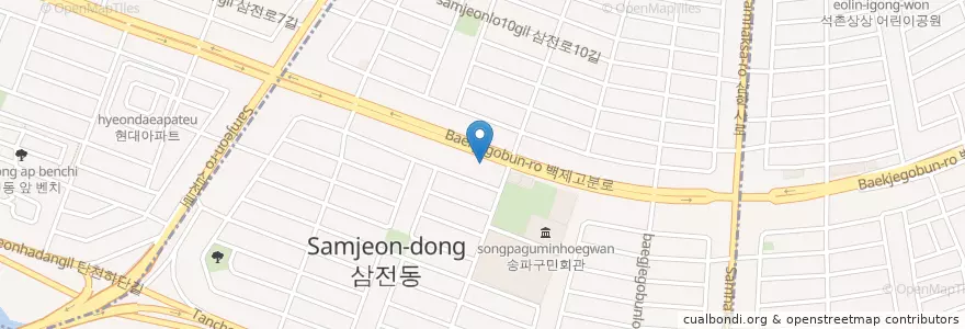 Mapa de ubicacion de 하나코 갤러리 en Coreia Do Sul, Seul, 송파구, 삼전동.