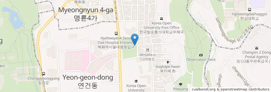 Mapa de ubicacion de 아르코미술관 en 대한민국, 서울, 종로구, 이화동.