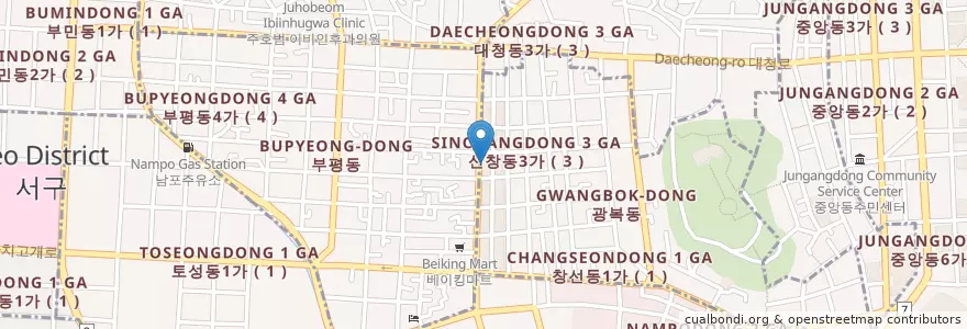 Mapa de ubicacion de 바스키아갤러리 en كوريا الجنوبية, بسان, 중구.