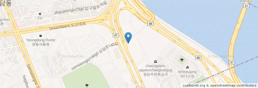 Mapa de ubicacion de 더 화이트 갤러리 en 대한민국, 서울, 강남구, 청담동.