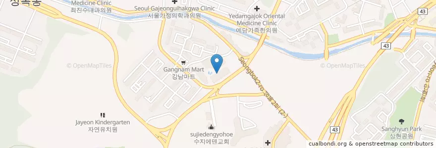 Mapa de ubicacion de 수호갤러리 en کره جنوبی, گیونگی-دو, 용인시, 수지구.