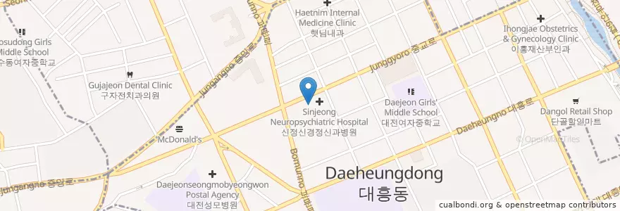 Mapa de ubicacion de 한빛갤러리 en Coreia Do Sul, Daejeon, 중구, 대흥동.