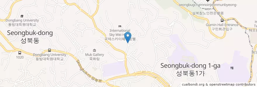 Mapa de ubicacion de 백해영갤러리 en Corée Du Sud, Séoul, 성북구, 성북동.
