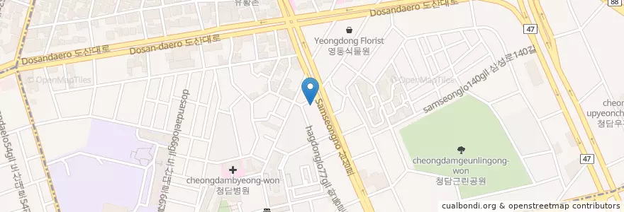 Mapa de ubicacion de 가산화랑 en Corea Del Sur, Seúl, 강남구, 청담동.