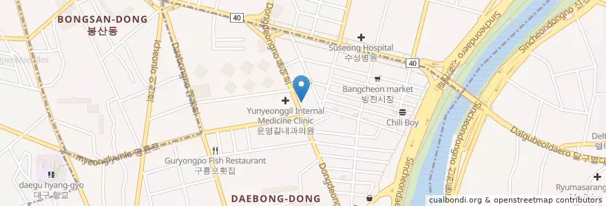 Mapa de ubicacion de 맥향화랑 en كوريا الجنوبية, ديغو, 중구, 대봉동.