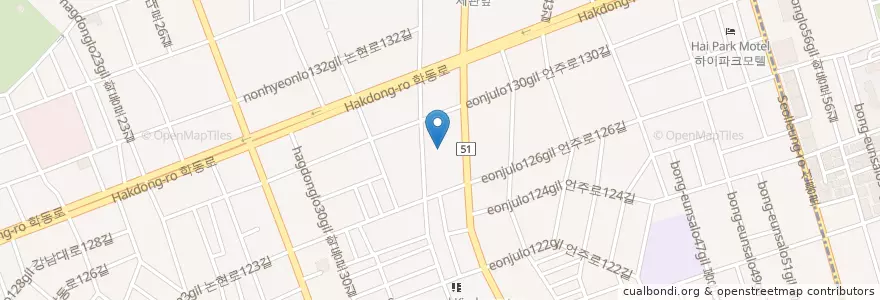 Mapa de ubicacion de 창아트갤러리 en Corée Du Sud, Séoul, 강남구, 논현동, 논현2동.