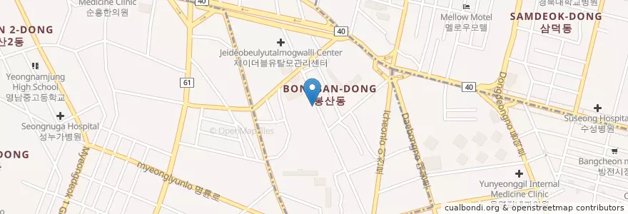 Mapa de ubicacion de 봉성갤러리 en Korea Selatan, Daegu, 중구.