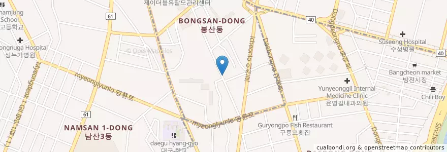 Mapa de ubicacion de 신미화랑 en Güney Kore, Daegu, 중구, 대봉동.
