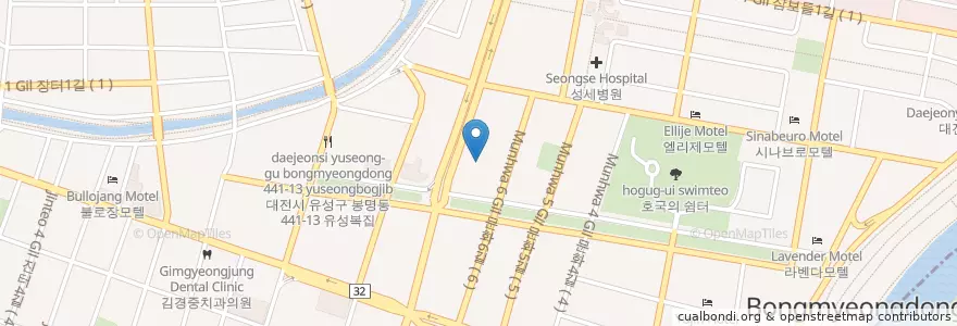 Mapa de ubicacion de 홍인갤러리 en 대한민국, 대전, 유성구, 온천동.