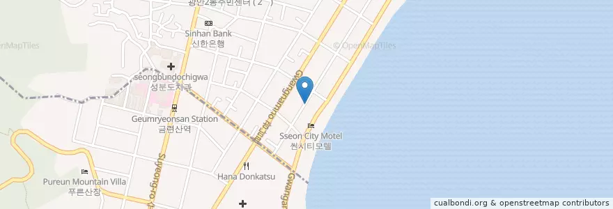 Mapa de ubicacion de 도시갤러리 en كوريا الجنوبية, بسان, 수영구, 광안동.
