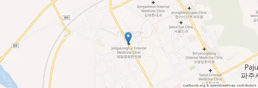 Mapa de ubicacion de 동방화랑 en 韩国/南韓, 京畿道, 坡州市, 금촌1동.