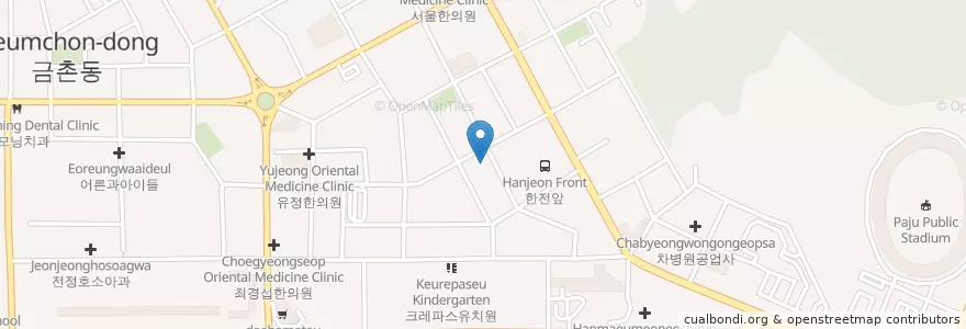 Mapa de ubicacion de 도원표구화랑 en 대한민국, 경기도, 파주시, 금촌1동.
