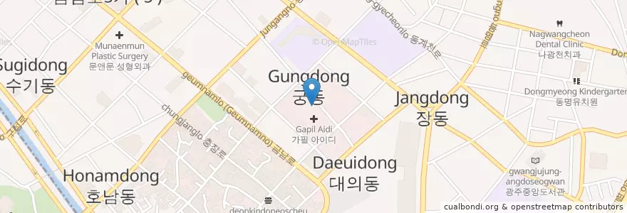 Mapa de ubicacion de 석당화랑 en كوريا الجنوبية, 전라남도, غوانغجو, 동구.