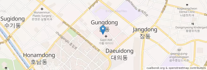 Mapa de ubicacion de 광주화랑 en Güney Kore, 전라남도, Gwangju, 동구.