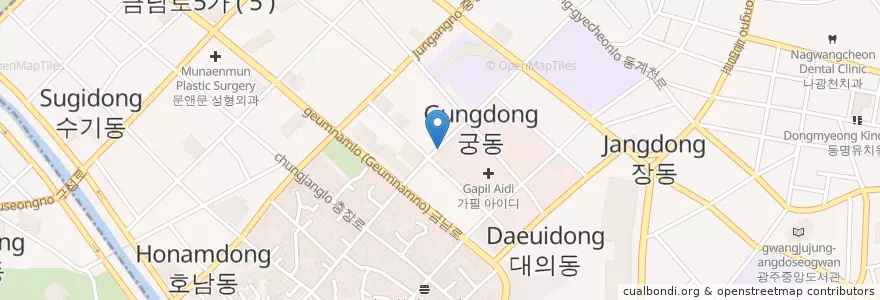 Mapa de ubicacion de 연우당화랑 en 대한민국, 전라남도, 광주, 동구.
