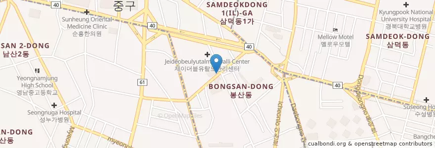Mapa de ubicacion de 조이갤러리 en Südkorea, Daegu, Jung-Gu.