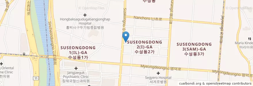 Mapa de ubicacion de 창화랑 en Südkorea, Daegu, 수성동.