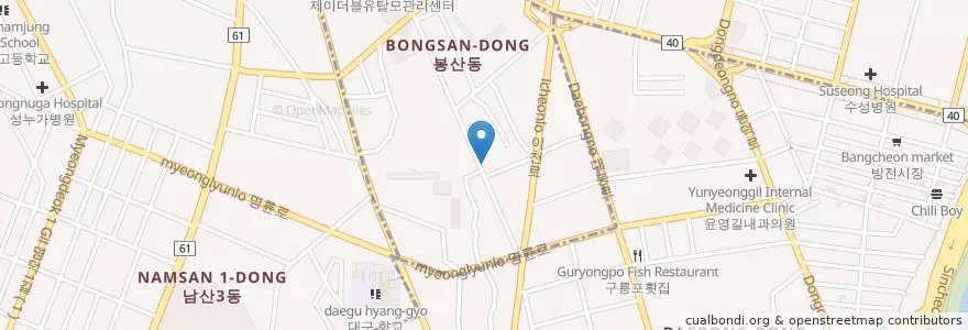 Mapa de ubicacion de 수화랑 en 韩国/南韓, 大邱, 中區, 대봉동.