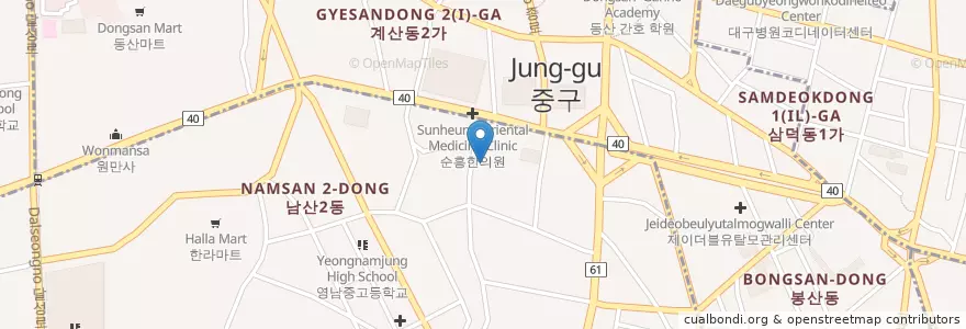 Mapa de ubicacion de 남경화랑 en 大韓民国, 大邱, 中区, 성내동.