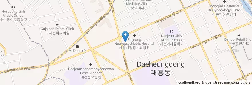 Mapa de ubicacion de 한림갤러리 en کره جنوبی, دائجونگ, 중구, 대흥동.