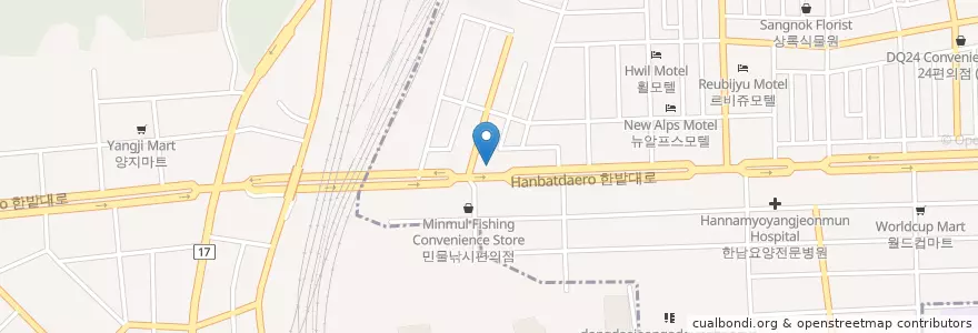 Mapa de ubicacion de 동화랑 en 대한민국, 대전, 대덕구.