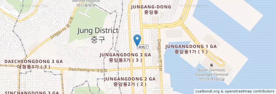 Mapa de ubicacion de 타워갤러리 en 대한민국, 부산, 중구.