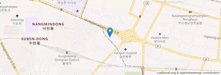 Mapa de ubicacion de 고궁당화랑 en Südkorea, Busan, Dongnae-Gu.
