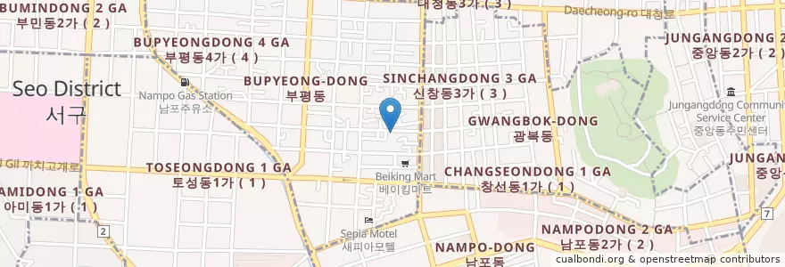 Mapa de ubicacion de 수화랑 en كوريا الجنوبية, بسان, 중구.