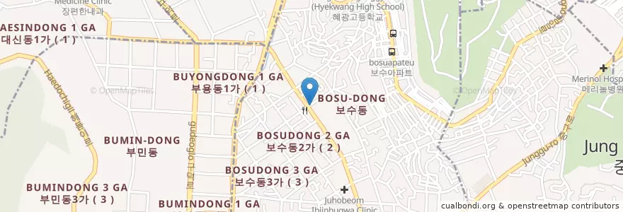 Mapa de ubicacion de 호산화랑 en كوريا الجنوبية, بسان, 중구, 보수동.