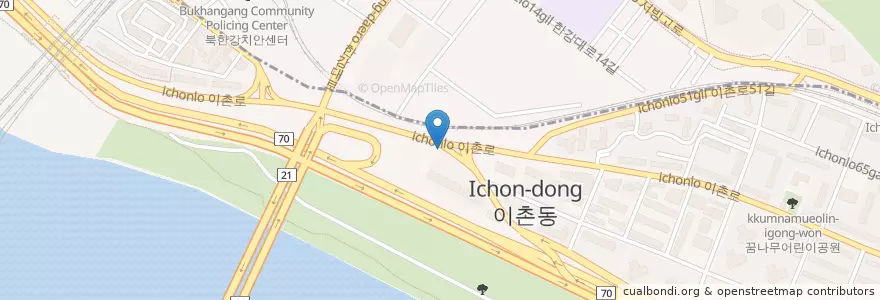 Mapa de ubicacion de 동고화랑 en Coreia Do Sul, Seul, 용산구, 이촌1동.