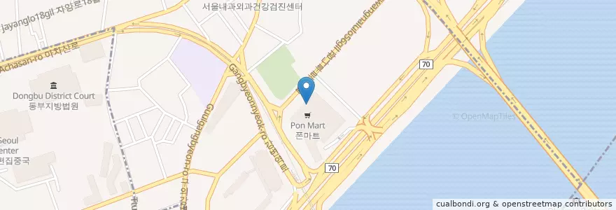 Mapa de ubicacion de 월드아트갤러리 en 대한민국, 서울, 구의3동.