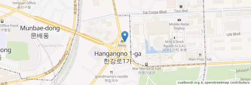 Mapa de ubicacion de 보리화랑 en 대한민국, 서울, 용산구, 한강로동.