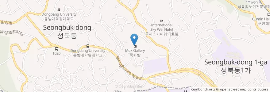 Mapa de ubicacion de 묵화랑 en Corea Del Sud, Seul, 성북구, 성북동.