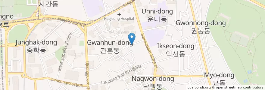 Mapa de ubicacion de 거목화랑 en Korea Selatan, 서울, 종로구, 종로1·2·3·4가동.