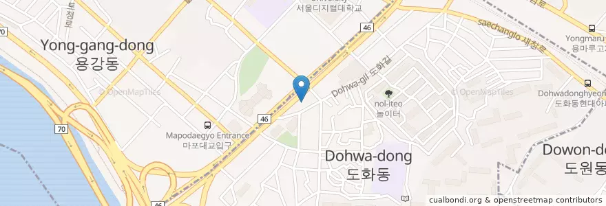 Mapa de ubicacion de 한선갤러리 en 대한민국, 서울, 마포구, 도화동.