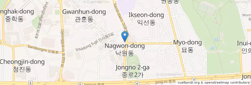 Mapa de ubicacion de 거산화랑 en Corée Du Sud, Séoul, 종로구, 종로1·2·3·4가동.