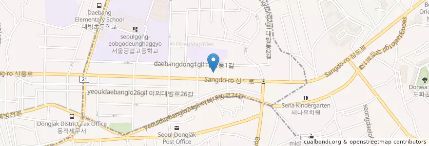 Mapa de ubicacion de 세이화랑 en Güney Kore, Seul, 동작구.