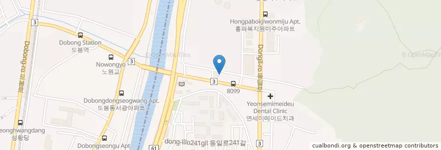 Mapa de ubicacion de 한국도심공항수락터미널 en Corée Du Sud, Séoul, 노원구, 상계1동.