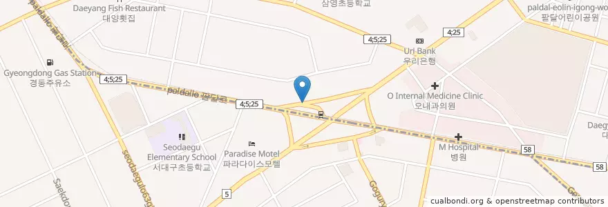 Mapa de ubicacion de 서대구 터미널 en 韩国/南韓, 大邱, 西區.