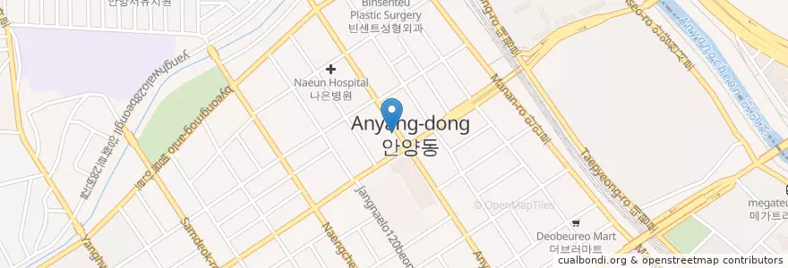 Mapa de ubicacion de 안양시외버스터미널 en Республика Корея, Кёнгидо, 안양시, 만안구.