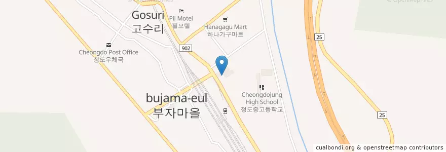 Mapa de ubicacion de 청도버스정류장 en Südkorea, Gyeongsangbuk-Do, 청도군, 청도읍.